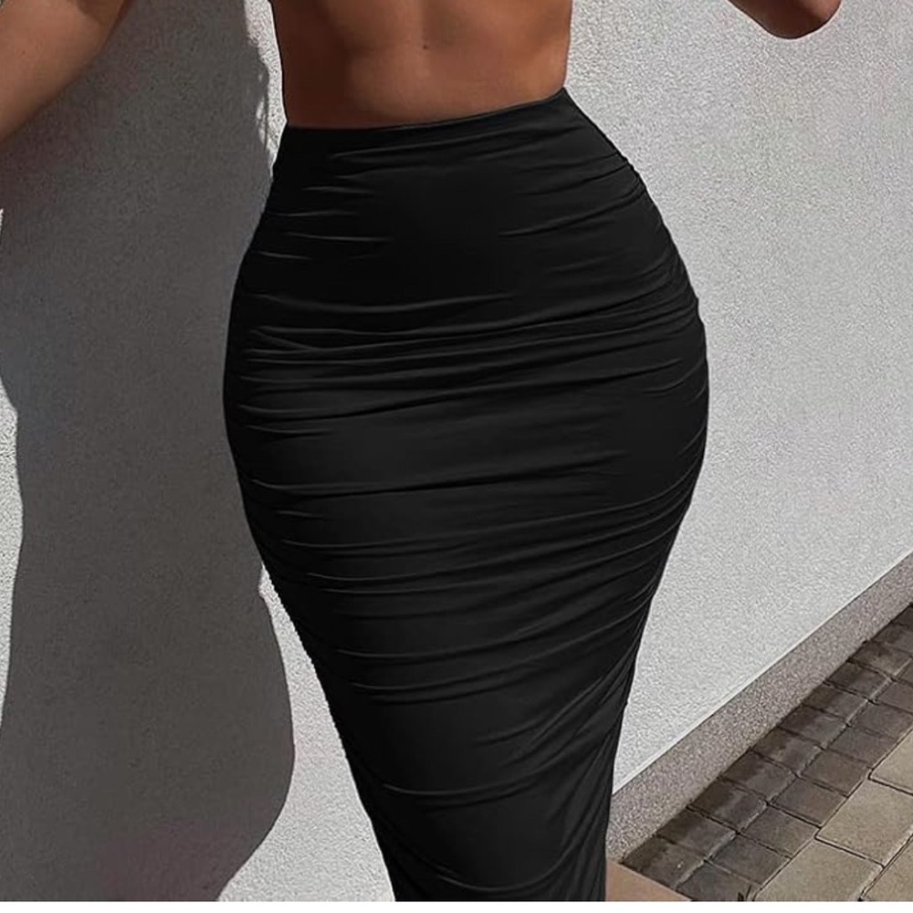 Women's Sexy Bodycon High Waist Stretchy Solid Work Pencil Skirts Dress